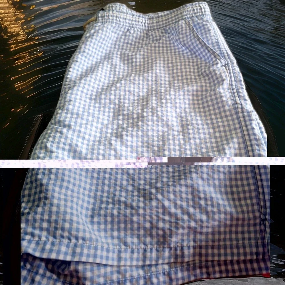 BILLS KHAKIS BLUE  & WHITE CHECK CLASSIC SWIM TRUNKS NYLON BLEND 2XL G-018